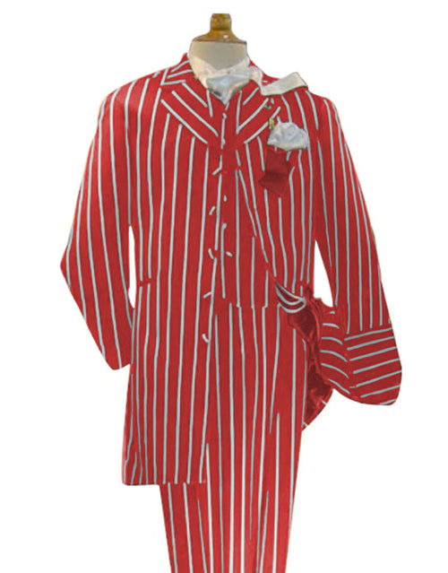 Light Red and White Pinstripe Zoot Suit - Gangster 1920s Pinstripe Suit - Mens Fashion Suit
