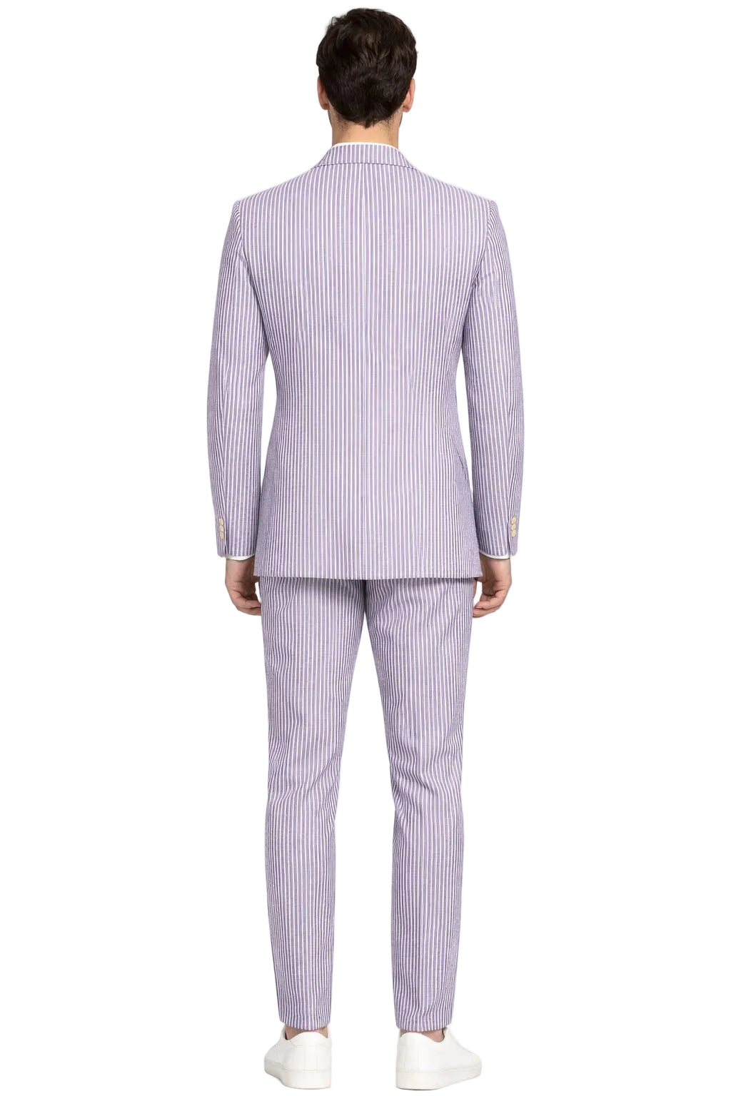 Mens Lavender Seersucker Suit Blazer + Pants Cotton Fabric - Summer Fabric by USA Men's Outlet