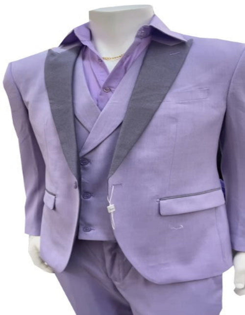 Mens Lavender Prom Tuxedo Suit - Vested Lilac Color Suit by USA Men's Outlet