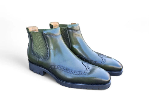 Lug Sole Chelsea Boot with Wingtip Toe