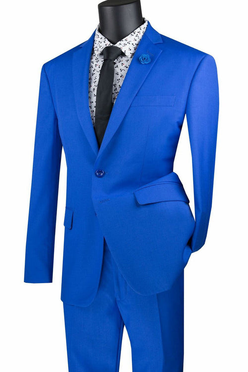 Mens Modern Fit Royal Blue Suit by Vinci Suits