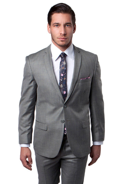 Men's Slim Fit Sharkskin Suit in Earth Tan