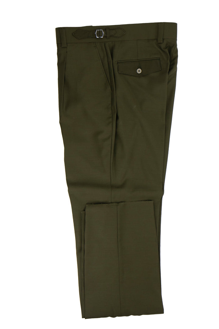 Tiglio Luxe Olive Semi-Wide Leg Wool Marbella Dress Pants