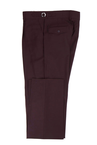 Tiglio Luxe Burgundy Semi-Wide Leg Wool Marbella Dress Pants