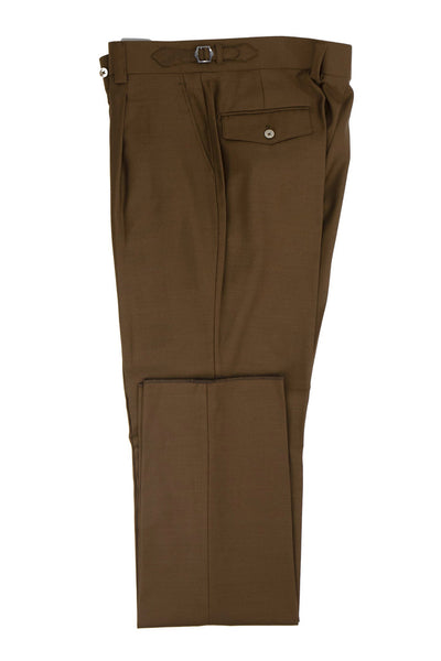 Tiglio Luxe Tobacco Semi-Wide Leg Wool Marbella Dress Pants