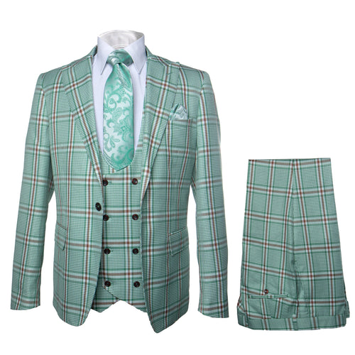 Rossi Man MAX RM1825 Slim Fit 3-Piece Mint Green Suit - Formalwear at USA Men's Outlet