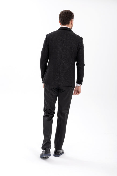 Mens Glitter Sequin Flashy in Color "Black" Tuxedo Dinner Jacket Blazer Sportcoat