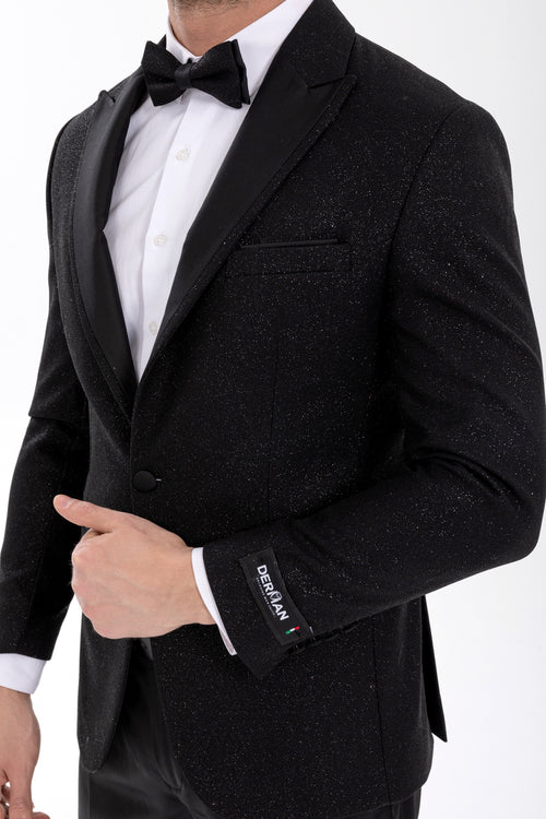 Mens Glitter Sequin Flashy in Color "Black" Tuxedo Dinner Jacket Blazer Sportcoat