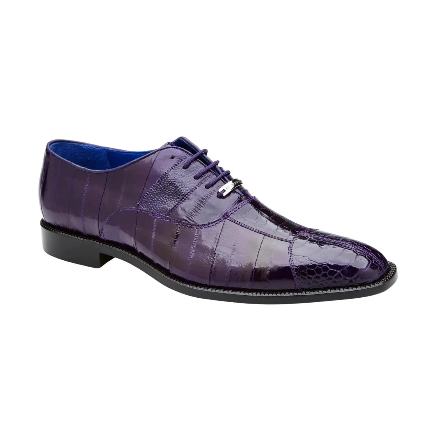 Belvedere Mare Shoes Men's Purple Genuine Ostrich & Eel Split-toe Oxfords