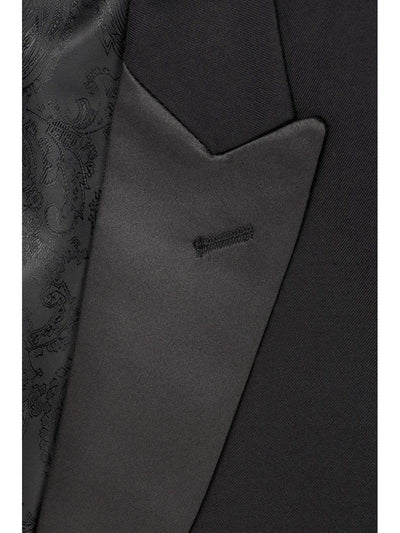 Men's Black Super 150's Luxury Viscose Blend Tuxedo Jacket 1-Button with Peak Lapel