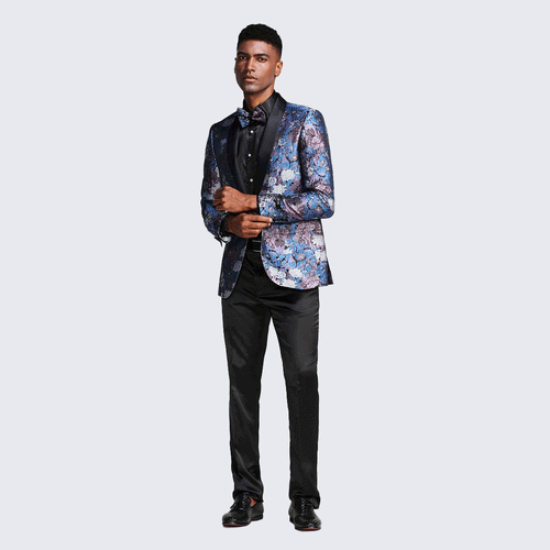 Rose & Lavender Floral Tuxedo Jacket with Shawl Lapel ā Slim Fit