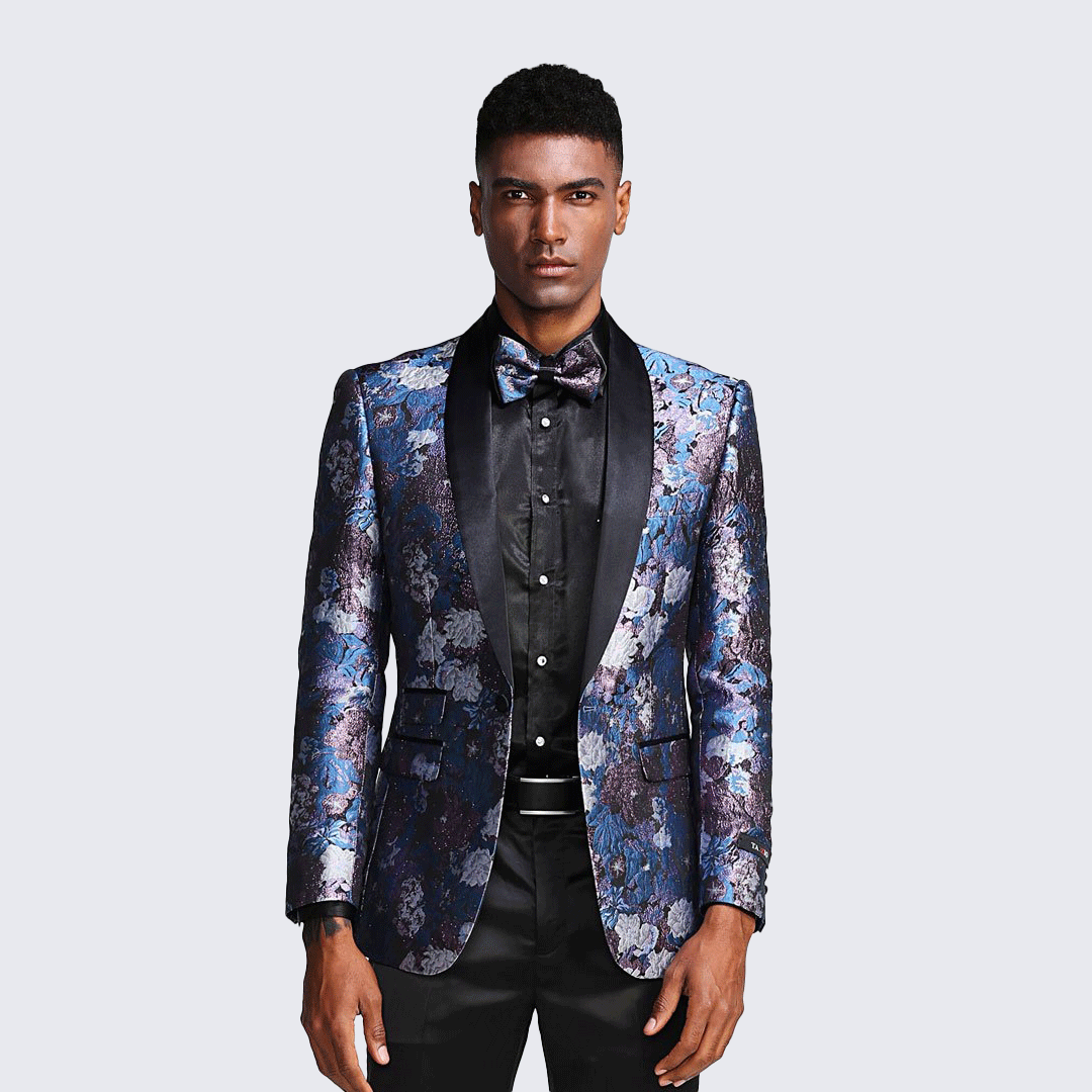 Rose & Lavender Floral Tuxedo Jacket with Shawl Lapel ā Slim Fit
