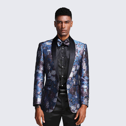 Rose & Lavender Floral Tuxedo Jacket with Shawl Lapel ā Slim Fit