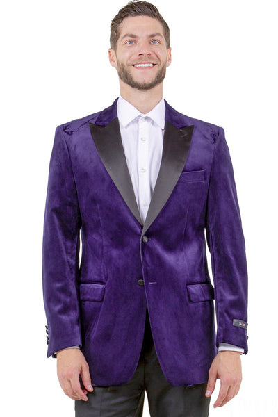 Men's Velvet Tuxedo Jacket in Purple from Tazio Suits