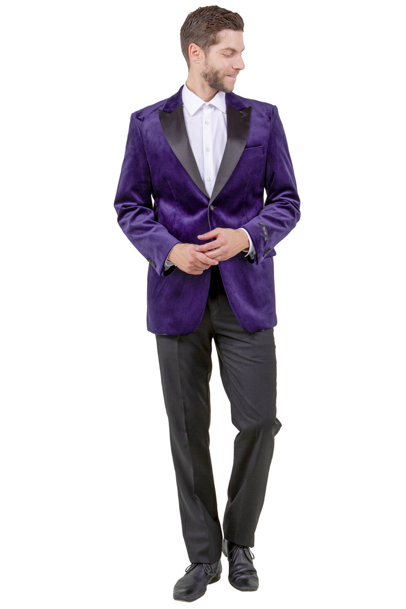 Men's Velvet Tuxedo Jacket in Purple from Tazio Suits