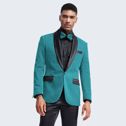 Teal Velvet Tuxedo Jacket with Shawl Lapel ā Slim Fit
