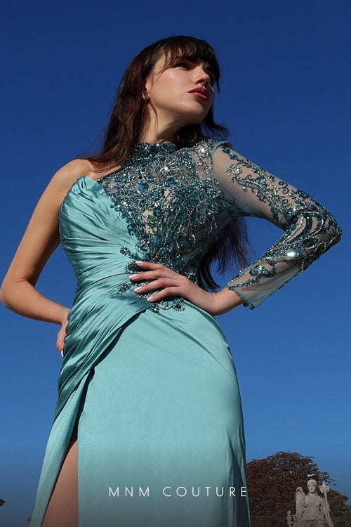 MNM Couture K4017 Blue Sophisticated Evening Gown