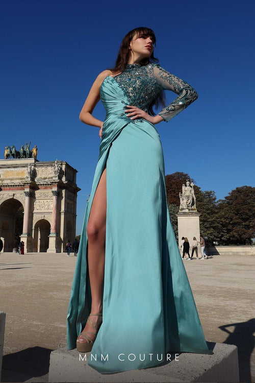 MNM Couture K4017 Blue Sophisticated Evening Gown