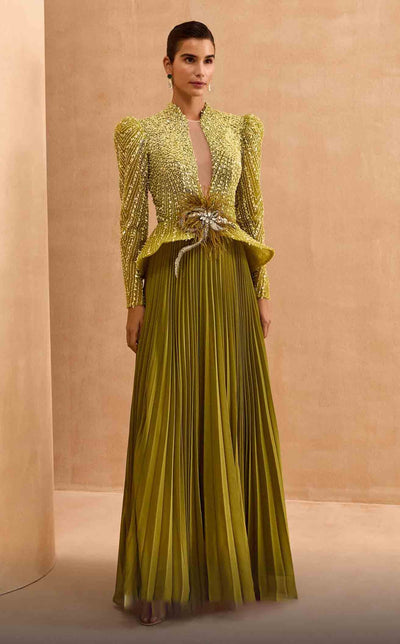 MNM Couture V06941 Green Embroidered Evening Gown