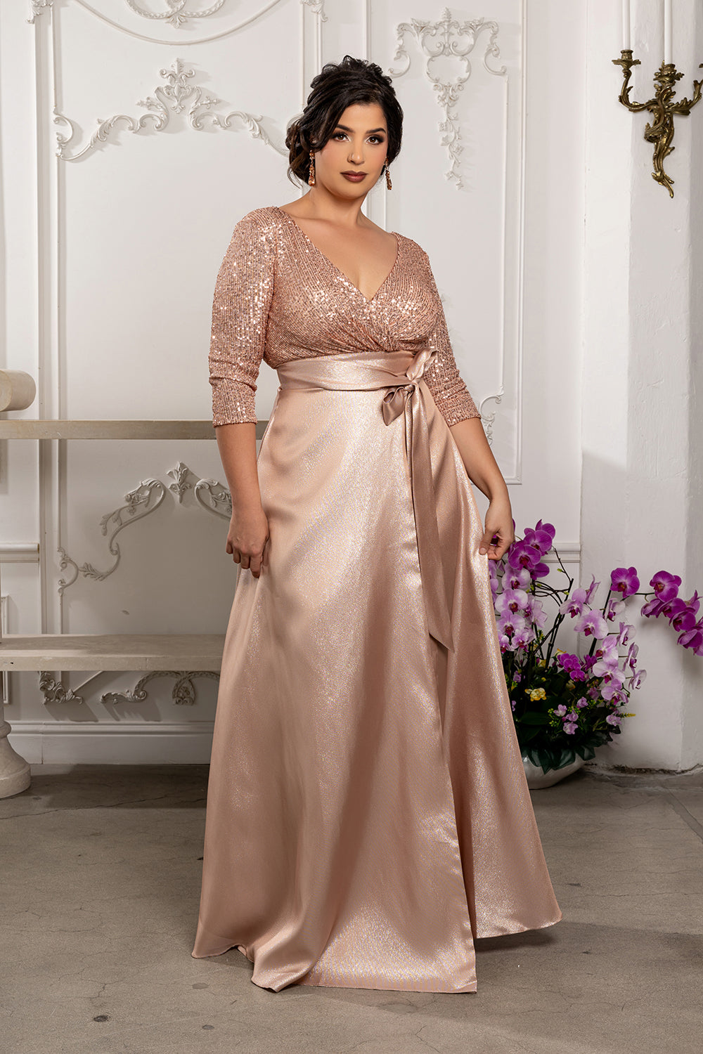 Short Sleeve Mother of the Groom Dress with Slit