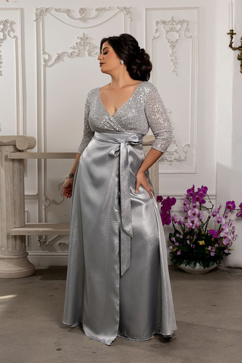 Short Sleeve Mother of the Groom Dress with Slit
