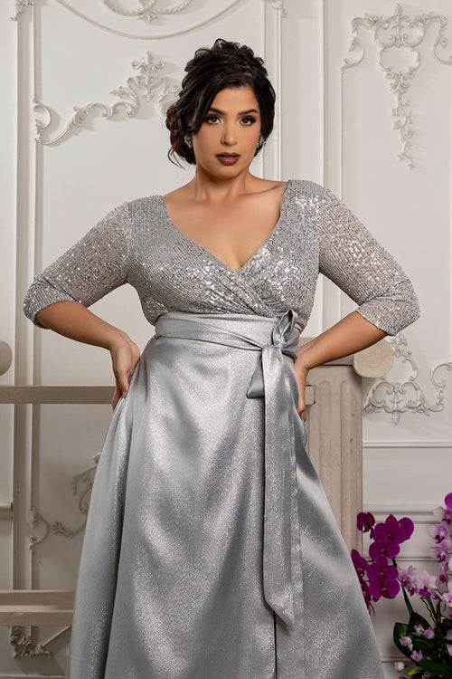 Short Sleeve Mother of the Groom Dress with Slit