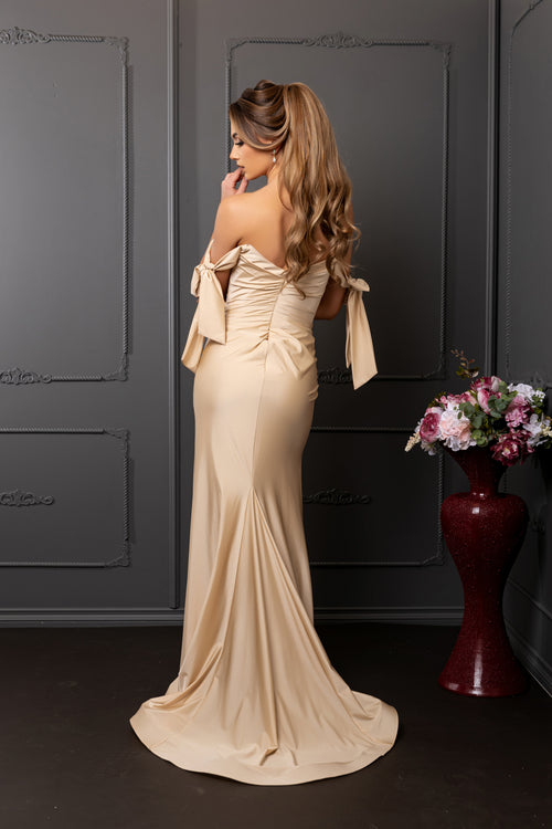 Stretchy Ruched Off The Shoulder Prom Dress