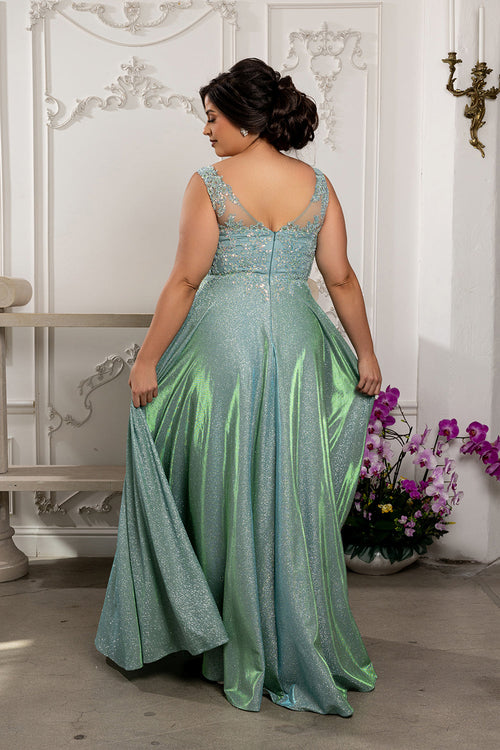 Special Occasion Dress High Slit Plunging V-Neck By May Queen MQ2137