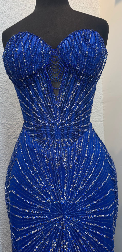 Strapless Corset Sequin Evening Gown | Sparkling Mermaid Prom Dress By May Queen MQ2195