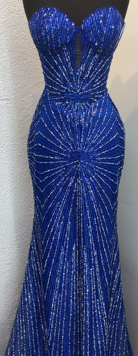 Strapless Corset Sequin Evening Gown | Sparkling Mermaid Prom Dress By May Queen MQ2195