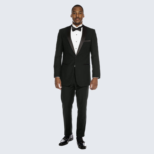 Black Slim Fit Tuxedo with Shawl Lapel – Wedding & Prom