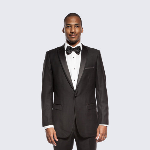 Black Slim Fit Tuxedo with Peak Framed Lapel – Wedding & Prom