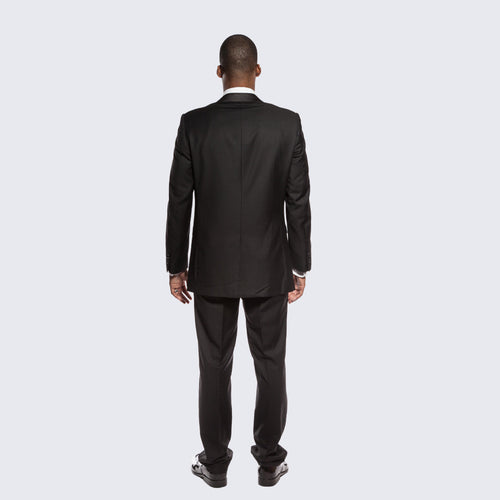 Black Slim Fit Tuxedo with Peak Framed Lapel – Wedding & Prom