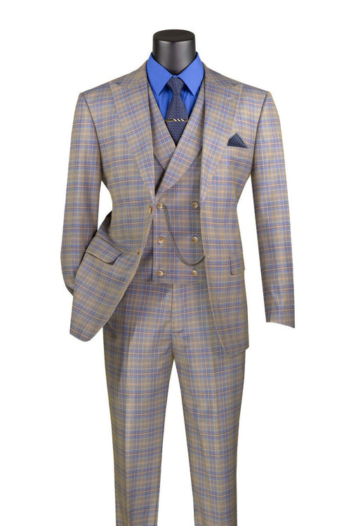 Ramses Collection - Burgundy Regular Fit Double Breasted 2 Piece Suit with Flexible Elastic Waistband Vinci
