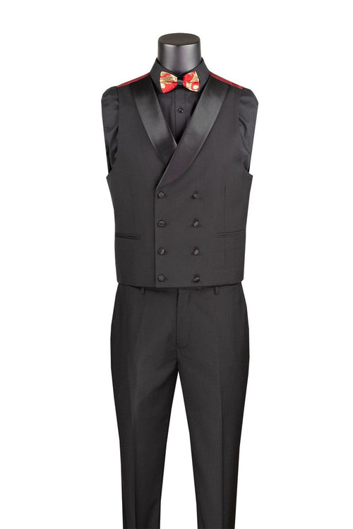 Lazio Collection - Modern Fit Windowpane Suit 3 Piece in Raspberry by Vinci