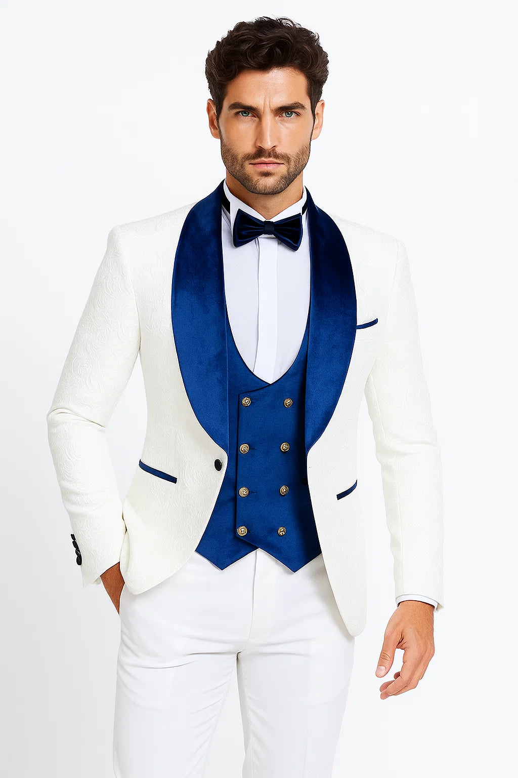 Marco Lorenzo Premium Paisley Blue Velvet Suit