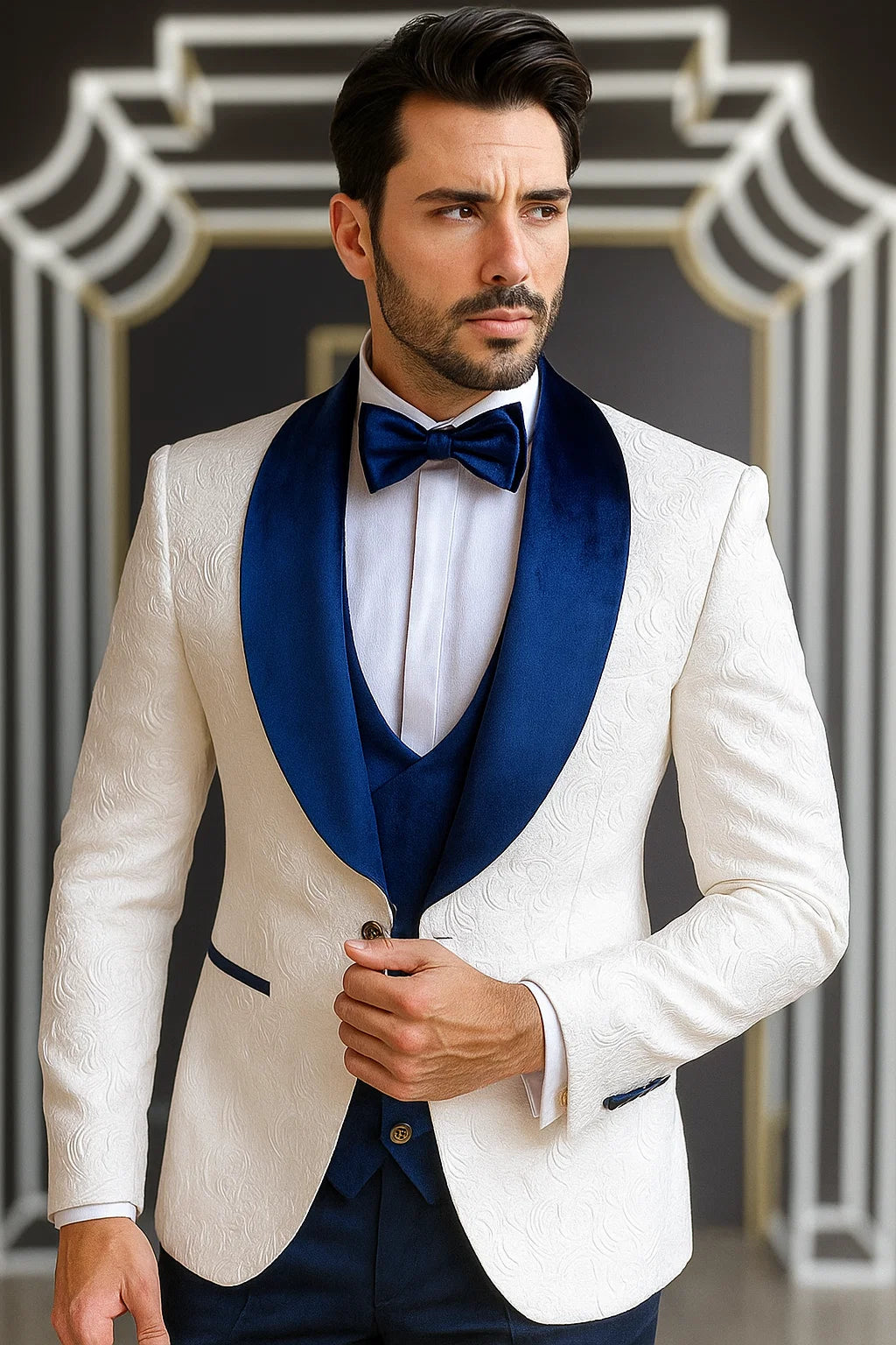 Marco Lorenzo Premium Paisley Blue Velvet Suit