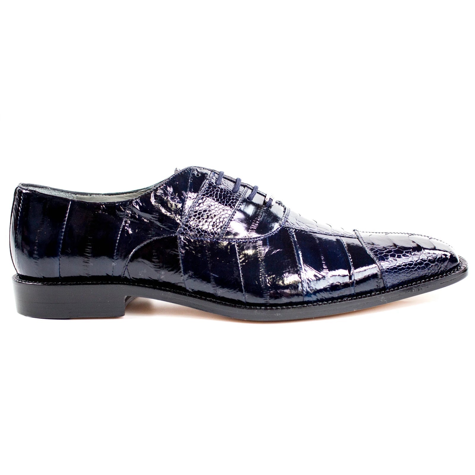 Men's Mare Ostrich Leg & Eel Skin Dress Shoe in Navy Blue by Belvedere Shoes