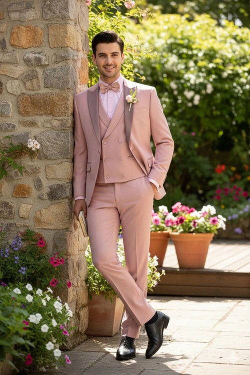 Mauve 1-Button Peak Tuxedo