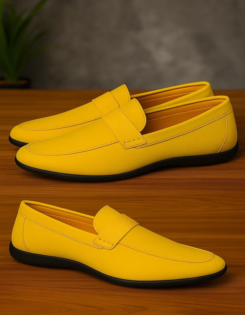Men's Yellow Suede Loafers - Casual Slip-On Moccasin Driving Shoes by USA Men's Outlet