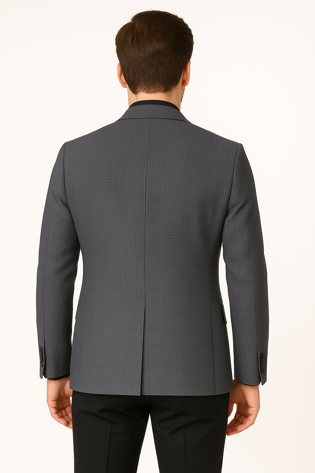 Men's Charcoal Grey Checkered Sport Coat – Classic Plaid Windowpane Pattern Blazer