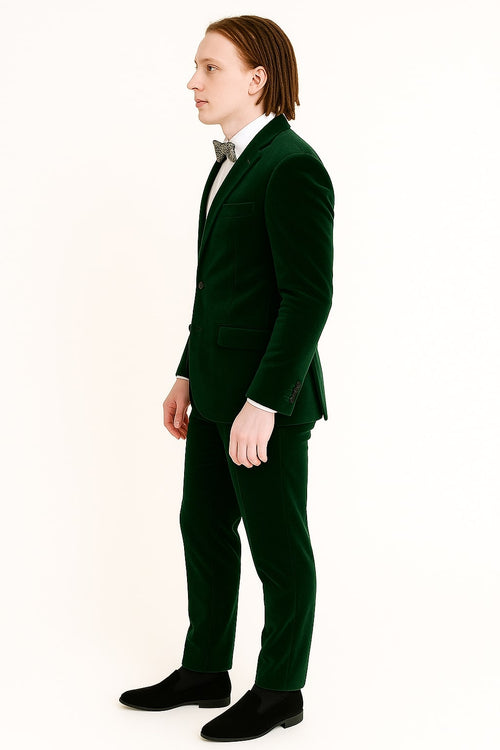 Men’s Emerald Green Velvet Suits – Slim Fit Tuxedo for Weddings, Prom, and Carpet Events