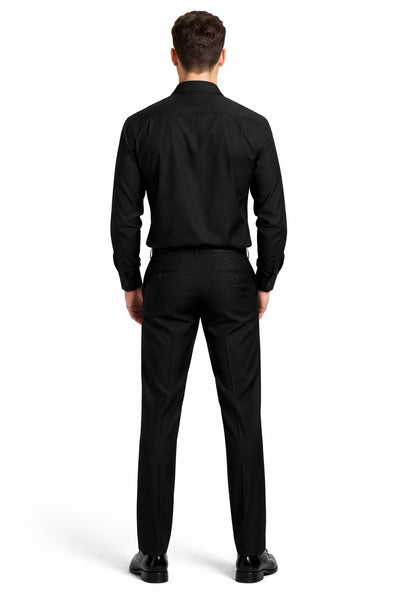 Men’s Luxury Black Wool Two-Piece Leisure Walking Suit