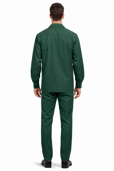 Mens Luxury Hunter Green Wool Two-Piece Leisure Walking Suit