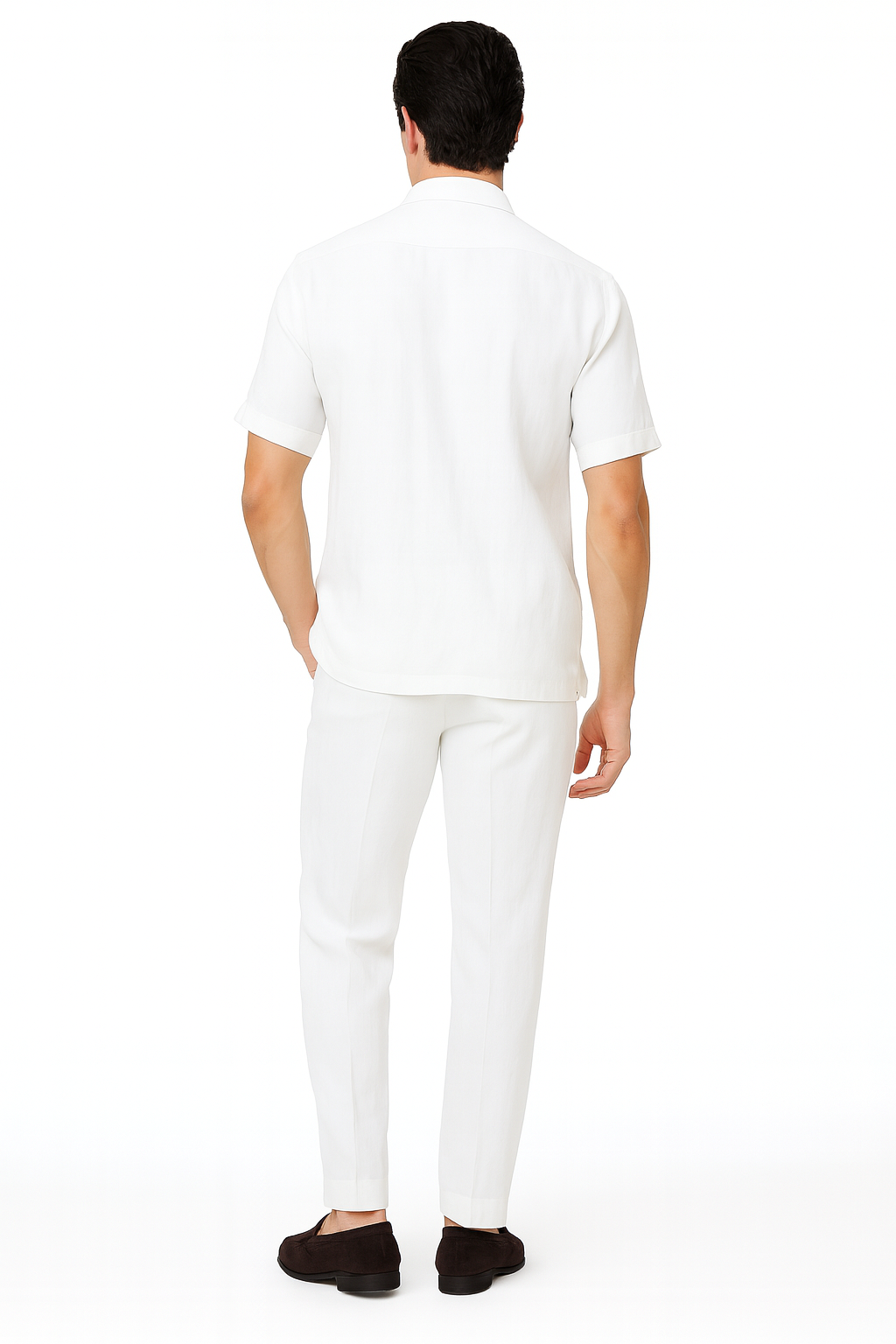 Men’s White Lace-Up Shirt and Pants Set - Casual Summer Two-Piece Outfit by Men'sUSA