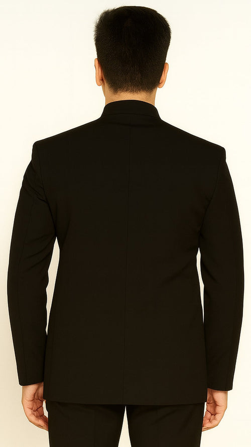Men's Collarless Blazer Nehru Jacket Marriage Groom Wedding Black