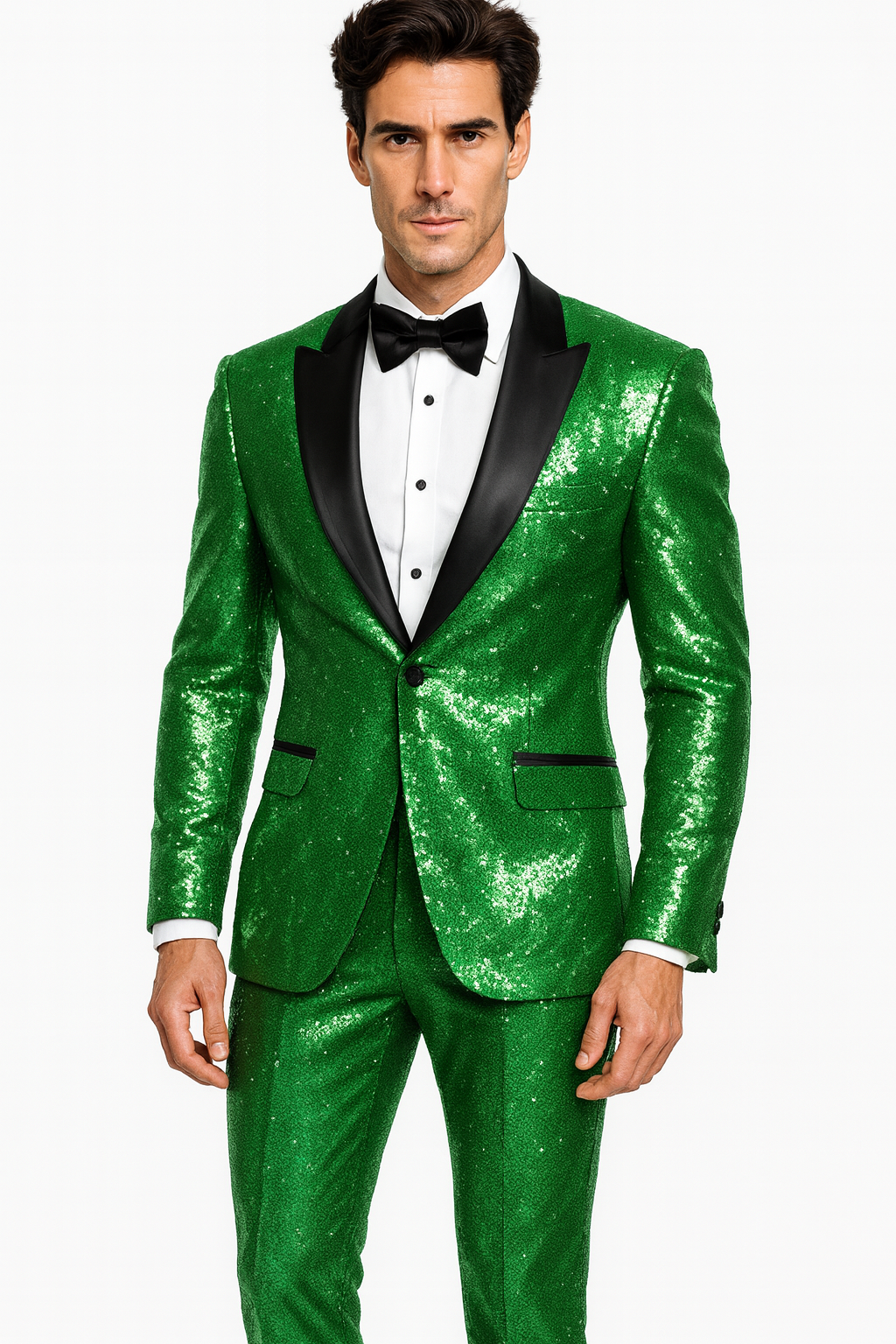 Sequin Suit - Shiny Suit - Emerald Green Suit - Metallic Fabric suit - Stage Tuxedo - Groom Suit Jacket + Pants
