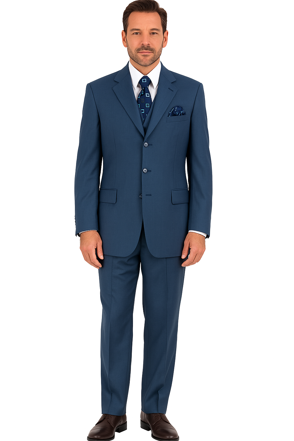 Men’s Saphire Steel Blue 3-Button Suit – SuitUSA