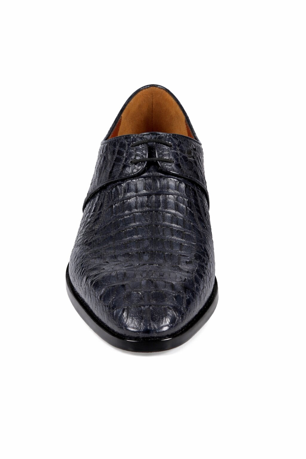 Men’s Navy Genuine Crocodile and Calfskin Leather Slip-On Dress Shoes