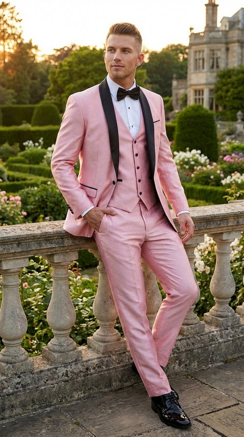 Men’s peach suit, 3 piece suit for men